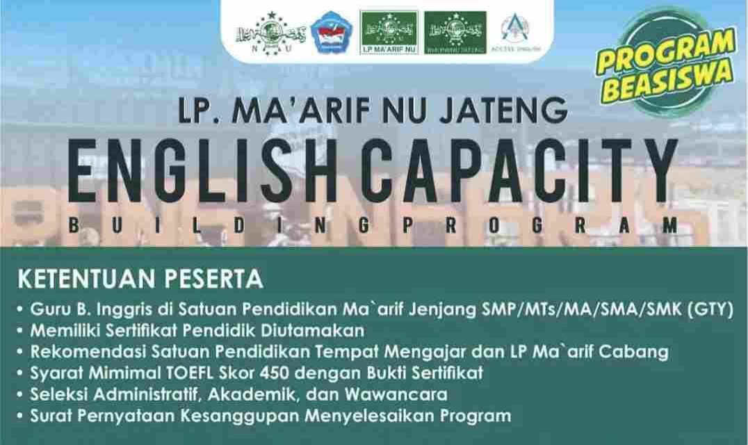 Daftar Segera! LP Ma’arif Jateng Kolab dengan Sekolah Nasima Semarang Buka Beasiswa English Capacity Building