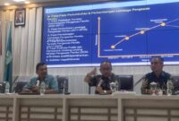 Ketua Departemen Politik dan Ilmu Pemerintahan UNDIP Nur Hidayat Sardini/ NHS (tengah) diapit Kepala prodi MIP Ali Martin (kanan) dan Dekan FISIP Agus Riyanto (kiri) dalam Public Lecture di Kampus 1 Unwahas Sampangan, Sabtu (19/10/2024)
