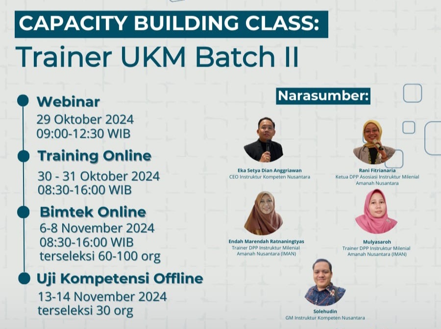 Kesempatan Emas Menjadi Trainer UKM Bersertifikat BNSP Secara Gratis