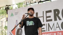 Ketua GP Ansor Rustam Hatala saat peringatan Hari Pahlawan di Thamrin 10 Jakarta