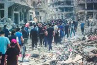 Reruntuhan bangunan akibat gempuran zionis Israel di Gaza Paleatina/ sumber: istimewa