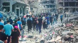 Reruntuhan bangunan akibat gempuran zionis Israel di Gaza Paleatina/ sumber: istimewa