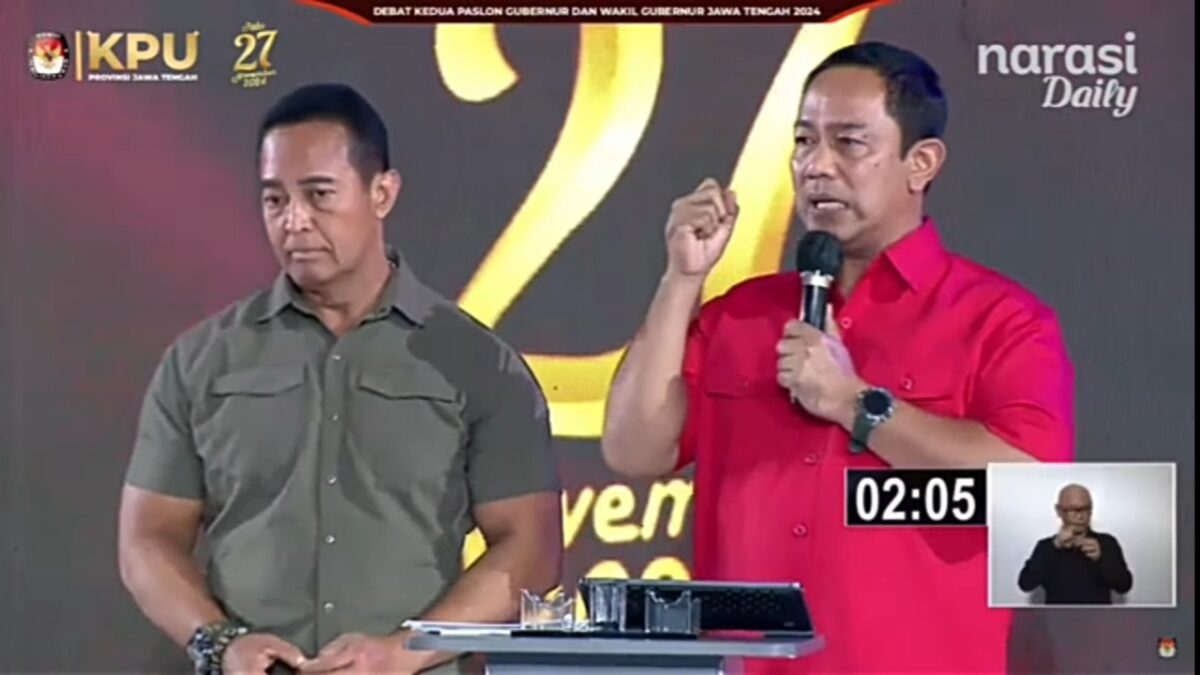 Tangkapan layar saat debat Pilgub Jateng YouTube Narasi Daily