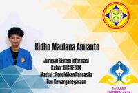 Ridho Maulana Amianto, mahasiswa jurusan Sistem Informasi, Fakultas Ilmu Komputer, Universitas Pamulang