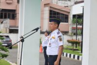 Apel pagi di Halaman Kantor Dishub Sumut, Jalan Imam Bonjol No. 61, Medan, pada Senin (20/1/2025).