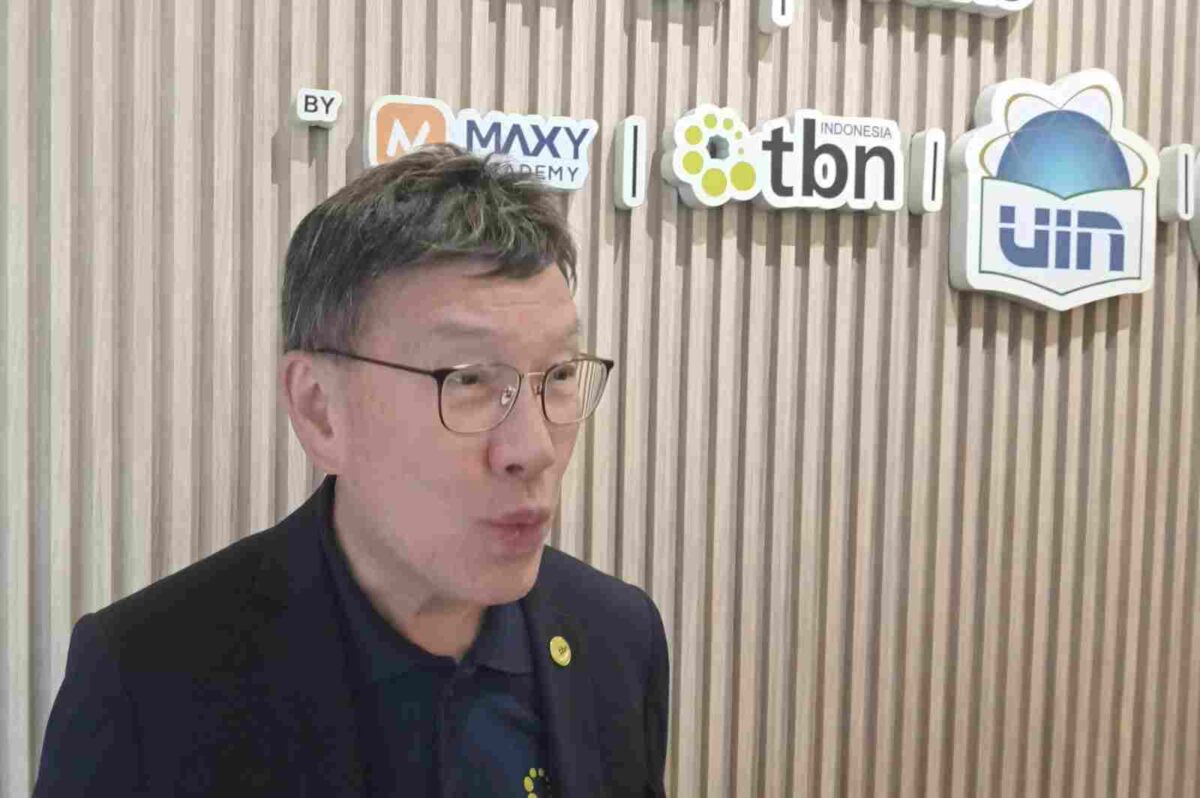 Chairman of TBN Alliance Melvyn Mak, saat berbicara di hadapan mahasiswa UIN Syarif Hidayatullah Jakarta, Kamis (25/1/2025)