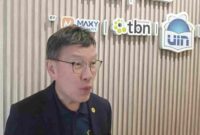 Chairman of TBN Alliance Melvyn Mak, saat berbicara di hadapan mahasiswa UIN Syarif Hidayatullah Jakarta, Kamis (25/1/2025)