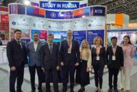 Duta Besar Rusia untuk Indonesia Sergei Tolchenov dalam acara pembukaan Indonesia International Education Training Expo 2025 (IIETE2025) di Jakarta, 23 Januari 2025
