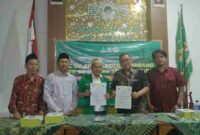 Penandatanganan Perjanjian Kerjasama antara Ansor Kota Semarang dengan LPK SO Magita Jaya Perkasa di Gedung PCNU Kota Semarang. Dok foto Rifqi Lingkar.co