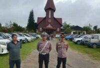 POV: Polres Tanah Karo saat menggelar pengamanan gereja dan penerapan cooling system di gereja, di wilayah hukum Polres Tanah Karo. (Foto: Roy Prawira Pandia)

