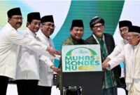 Presiden RI Prabowo Subianto didampingi Wapres Gibran Rakabuming Raka dan para pengurus PBNU. Rabu, 5/2/2025