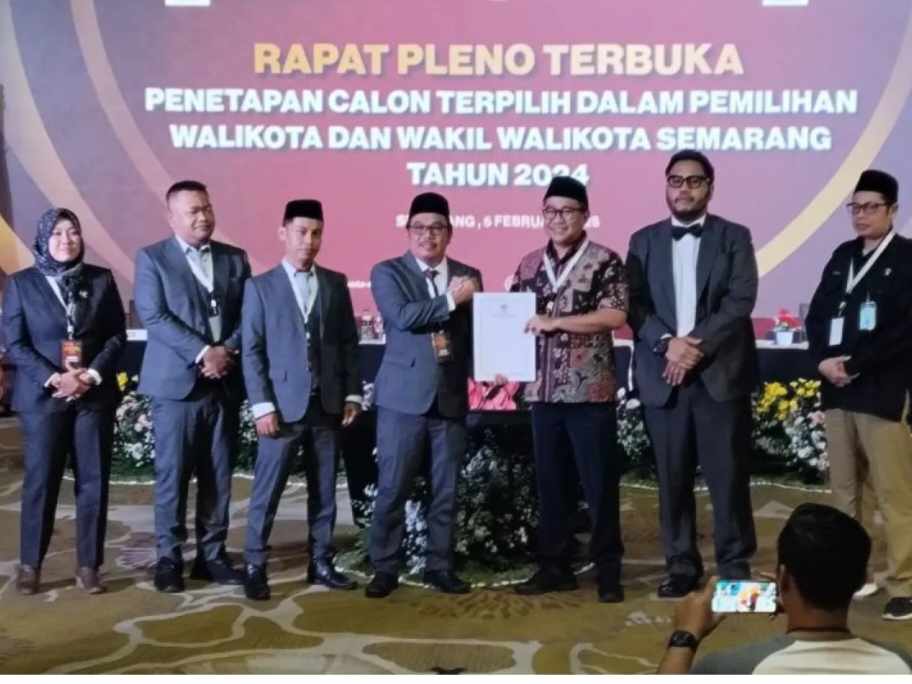 Akhirnya, KPU Tetapkan Paslon Terpilih Pilwakot Semarang 2024 Agustina-Iswar