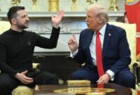 US President Donald Trump and Ukraine's President Volodymyr Zelensky meet in the Oval Office of the White House in Washington, DC, February 28, 2025. Zelensky and Trump openly clashed in the White House on February 28 at a meeting where they were due to sign a deal on sharing Ukraine's mineral riches and discuss a peace deal with Russia.