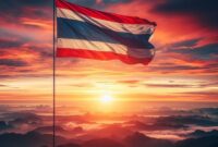 Bendera Thailand di waktu senja (ilustrasi; pinterest) 