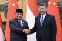 Presiden RI Prabowo Subianto berjabat tangan dengan Presiden China Xi Jinping/ dok. istimewa