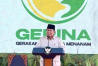 Prabowo Subianto dalam peluncuran Gerani di Banyuasin, Sumatera Selatan, Rabu (23/4/2025). (Muchlis Jr/Biro Pers Sekretariat Presiden)

