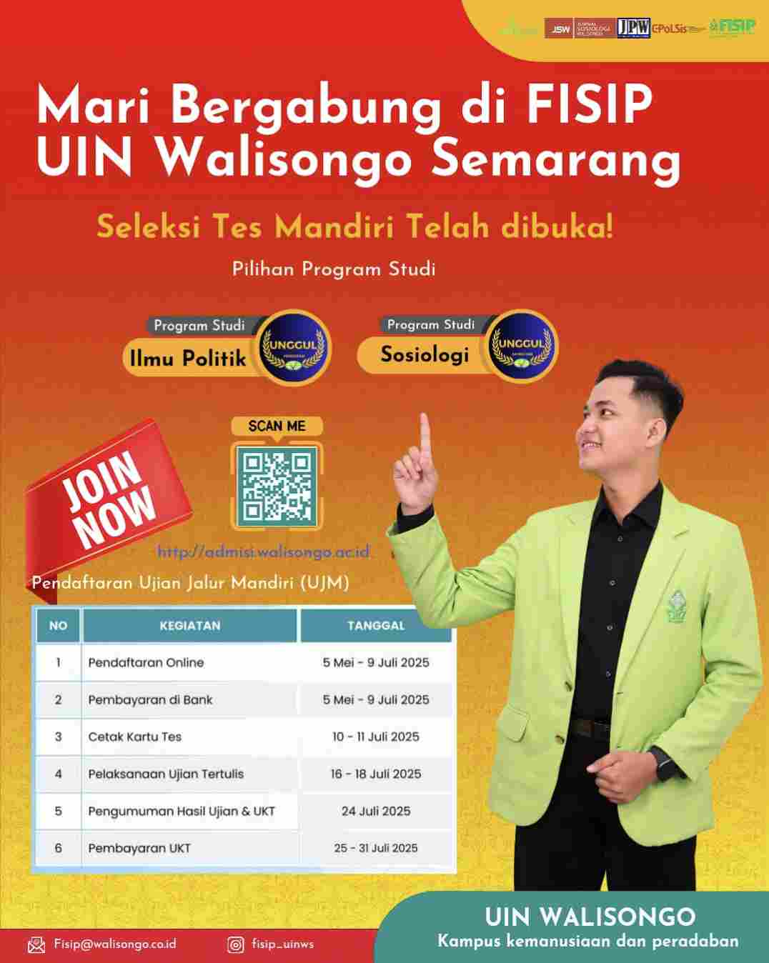 Penerimaan Mahasiswa Baru FISIP: Prodi Sosiologi dan Prodi Ilmu Politik Terakreditasi Unggul