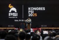 POV: Presiden Prabowo saat memberikan pidato dalan Kongres PSI di Solo, 19-20 Juli 2025. (dok.istimewa)