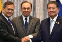 Langkah diplomasi perang Thailand vs Kamboja yang dimediasi oleh PM Malaysia, Anwar Ibrahim. (Foto: CNN Indonesia) 
