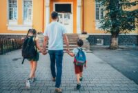 Potret sang ayah yang mengantar anak-anaknya ke sekolah/ gambar: pinterest
