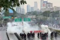 Demo di depan Gedung DPR/MPR RI. (Liputan6.com/Ady Anugrahadi)