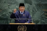Foto: Presiden Indonesia Prabowo Subianto berpidato di Sidang Umum Perserikatan Bangsa-Bangsa ke-80 di Markas Besar PBB di New York, AS, 23 September 2025. (REUTERS/Jeenah Moon)
