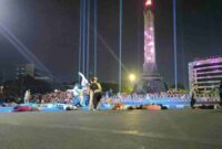 Pertunjukan teatrikal peringatan Pertempuran Lima Hari di Semarang di Kawasan Tugu Muda, Kota Semarang pada tahun 2023 lalu. (Foto: Dok. RRI Semarang)