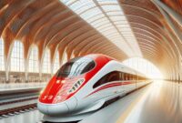 Kereta Whoosh, yakni kereta cepat pertama di Indonesia dan Asia Tenggara yang melayani rute Jakarta-Bandung. Whoosh merupakan kereta buatan China. (gambar: pinterest) 
