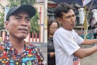 Dua pentolan Aliansi Masyarakat Pati Bersatu (AMPB), Supriyono alias Botok (kiri) dan Teguh Istiyanto (kanan), ditetapkan sebagai tersangka terhitung sejak Sabtu (1/11/2025). Mereka ditahan di Polda Jateng. (Foto: Tribunnews.com) 

