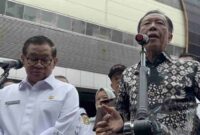Gubernur DKI Jakarta Pramono Anung (kiri) dan mantan Gubernur DKI Jakarta Sutiyoso (kanan) saat dijumpai di Jalan HR Rasuna Said, Jakarta Selatan, Rabu (14/1/2026). ANTARA/Lifia Mawaddah Putri.