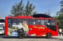 Sebuah bus Trans Jateng dengan gambar Gedung Grujug terlihat di Terminal Gemolong belum lama ini. (Istimewa/FB Info Sumberlawang)