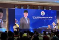 Menteri Desa dan Pembangunan Daerah Tertinggal (Mendes PDT) Yandri Susanto memaparkan soal program Koperasi Desa/Kelurahan Merah Putih (KDKMP), di Bandarlampung, Jumat (4/9/2026). ANTARA/Dian Hadiyatna