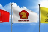Bendera Partai Gerindra, PDIP dan Partai Golkar. (Ilustrasi: Pinterest)