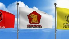 Bendera Partai Gerindra, PDIP dan Partai Golkar. (Ilustrasi: Pinterest)
