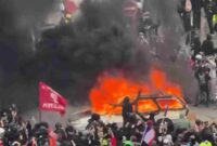 Kondisi Prancis saat demo besar-besaran, Minggu (18/10). Sumber gambar: @zizanio_80
